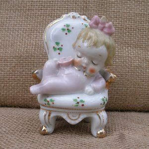 Vintage Little Girl Sleeping in Chair Figurine